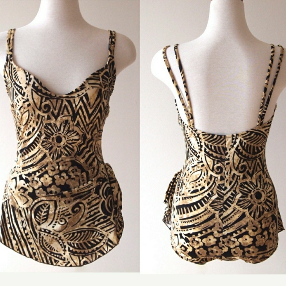 Animal Print Bathing Suit Vintage Floral